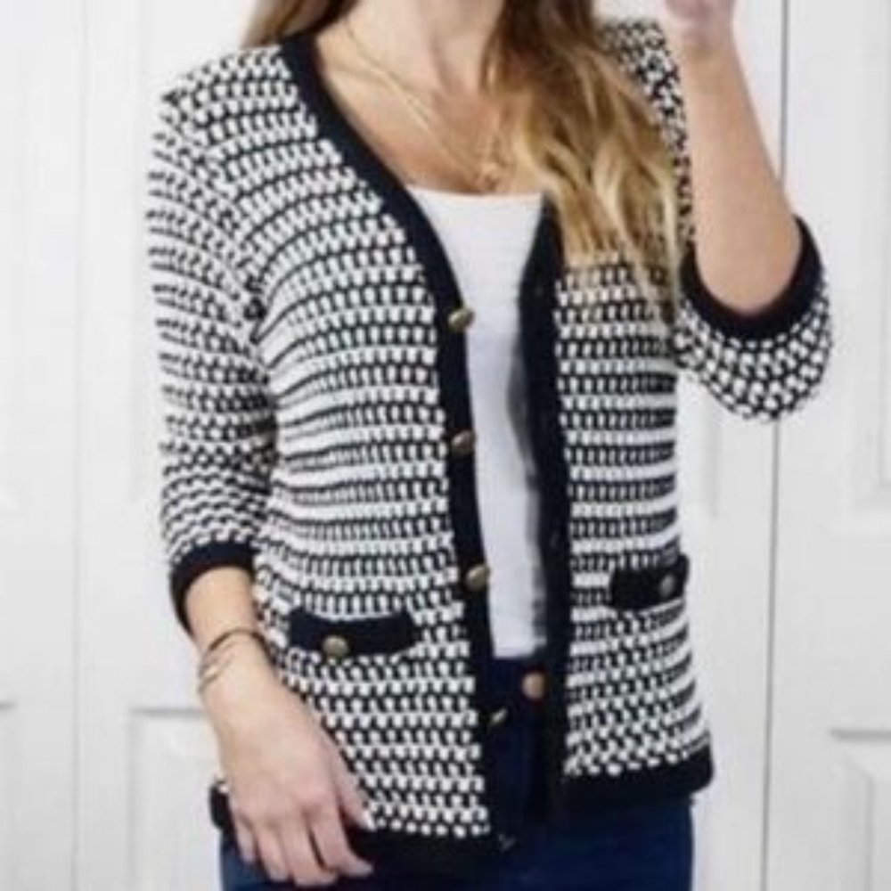 CAbi Coco Waffle Knit Button Sweater Size S